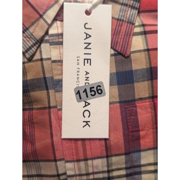 Janie And Jack Boys Size 3 Red Plaid Long Sleeve Button Up Shirt Roll Sleeve - Picture 12 of 13